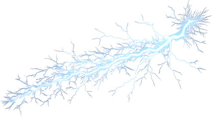 Fototapeta premium A mesmerizing display of a lightning bolt isolated on transparent background, showcasing natures raw power and electrical discharge phenomenon