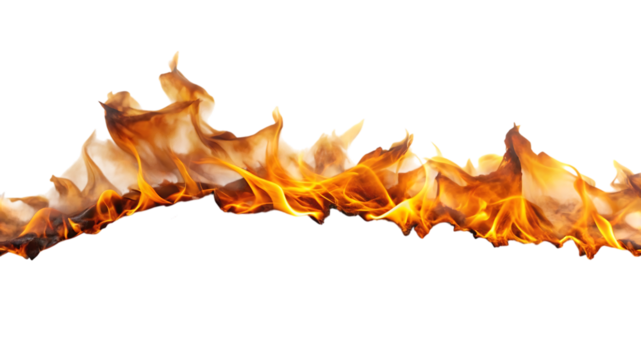 A mesmerizing display of flames isolated on transparent background, showcasing the beauty and intensity of fire in a captivating and dynamic composition
