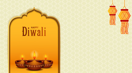 vector illustration of decorated diya for Happy Diwali holiday Hindu festival of India background