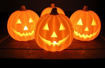 Retro Vintage Halloween Decoration Smiling Pumpkins