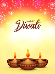 vector illustration of decorated diya for Happy Diwali holiday Hindu festival of India background