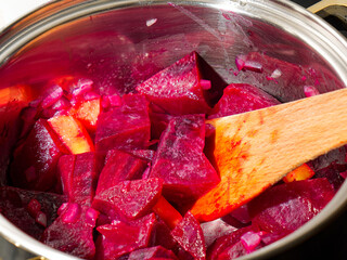 Cooking beetroot soup