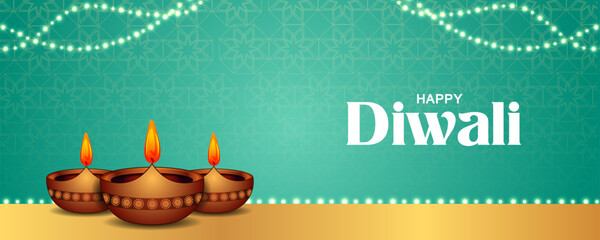 vector illustration of decorated diya for Happy Diwali holiday Hindu festival of India background