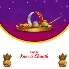 vector illustration of Indian festival background Karva Chauth celebrated by Hindu women