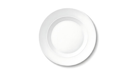 A simple white plate centered on a white background casting a subtle shadow to the right side edge ai generated