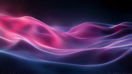 Purple, pink, and white gradient wave glowing on a dark background with grainy texture, perfect for website headers, digital designs, or vibrant abstract visuals