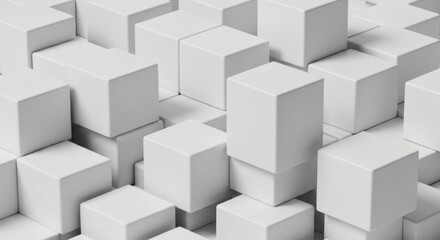 Fototapeta premium Abstract White cubes stacked in varying heights