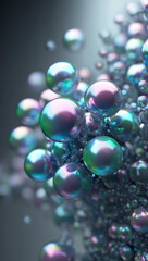 Naklejka premium Pearlescent peptide molecules, biotechnology, cosmetic science, molecular structure, skincare innovation, nanotechnology, anti-aging research, cosmetology background, radiant texture