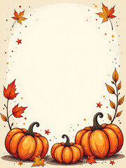 autumn banner featuring pumpkins sketch style warm color palette space