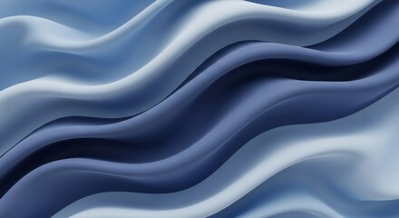 Flowing waves of luxurious blue fabric create a serene and elegant abstract background.