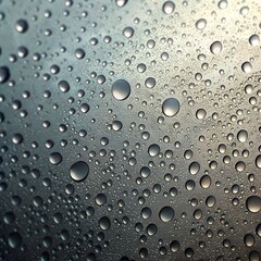 Abstract background texture of multiple dew drops on glass surface with reflections