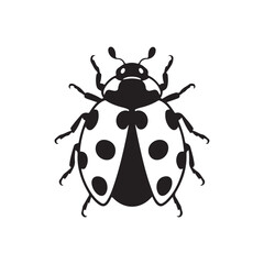 Black and white illustration of a ladybug with spots
