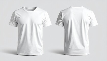 Plain white T-shirt shown from front and back views on light gray background—classic, minimal, and ready for customization.