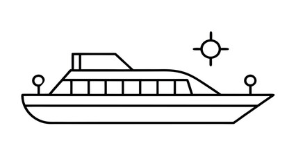 Minimalist solar powered boat line art