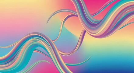 Vibrant, flowing ribbons of iridescent color swirl and blend across a soft gradient background.