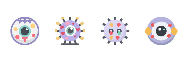 Creepy Monster Eye With Circular Design Icon. Spooky Eyeball With Web And Horror Elements. Isolated Vector Illustration