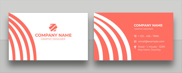 Minimalist Orange and White Business Card design. Curve edge business card. Clean strip Card.