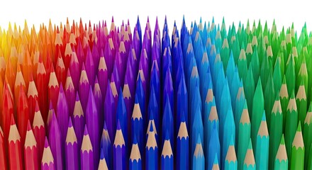 A Vibrant Array of Sharpened Pencils Displaying a Full Spectrum of Colors
