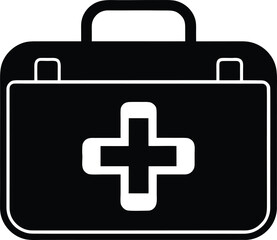 Obraz premium First aid kit at site silhouette vector art illustration