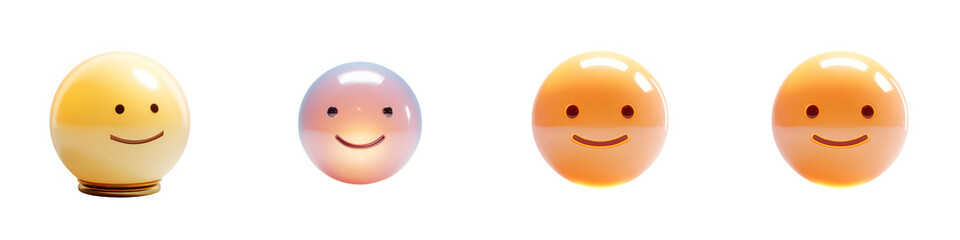 Fototapeta premium Colorful emoji faces isolated transparent background