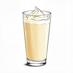 Creamy eggnog beverage in sleek glass with froth, festive indulgence