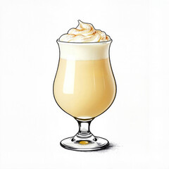 Frothy eggnog drink in classic glass with nutmeg, festive delight