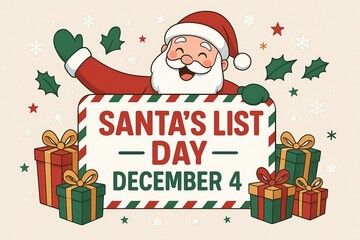Santa’s List Day Holiday Concept with Christmas Letter to Santa, Festive Decorations, Holiday Tradition and Winter Magic Generative AI