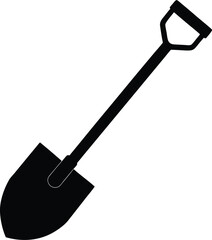 Shovel digging tool silhouette vector art illustration