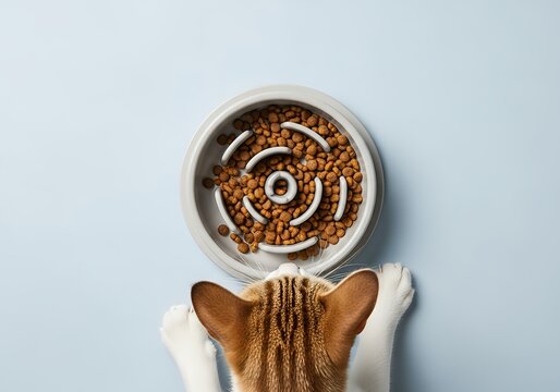 Pet Obesity Awareness A Cat's Mealtime Slow Feeder Bowl for Healthy Eating Habits