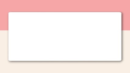 Illustration of a minimalist template with soft pink and beige backdrop and white rounded rectangle frame, modern blank layout for text, invitations,posters, presentations, or graphic design projects.