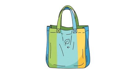Vibrant Striped Eco-Friendly Reusable Tote Bag Illustration, Symbolizing Sustainable Shopping and Environmental Consciousness and Lifestyle