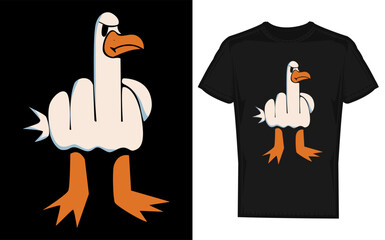 Humorous duck giving the middle finger in a bold offensive and rude silhouette design perfect for adult humor and edgy graphics