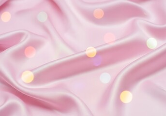 Soft pink silk fabric with bokeh lights textile texture
