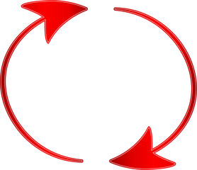 Red Circular Arrows Flowing in Opposite Directions