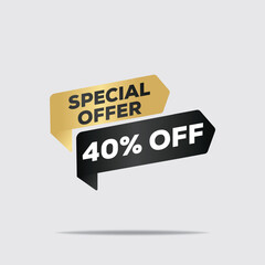 "3D rendered special offer banner, black and yellow minimalist geometric design, bold modern typography, promotions and discounts, dynamic shapes, clean high-contrast composition, digital illustration