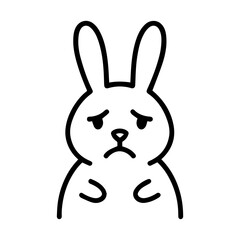 outline sad rabbit on a white background
Vector line icon animal character emotion, including joy and sadness