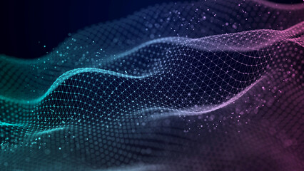 Futuristic sound flow wave. Equalizer for music. Data transfer. 3D rendering.