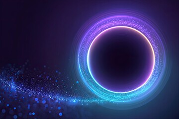 Fototapeta premium Modern futuristic neon abstract background. Big object in the center, space background