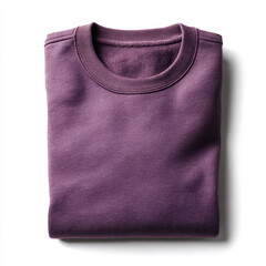 A single purple cotton sweatshirt neatly folded and placed against a clean white background. The simplicity and color vibrancy emphasize fashion minimalism and premium material.