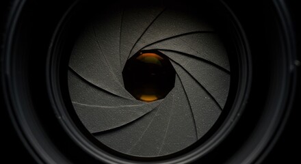 Camera lens aperture closeup