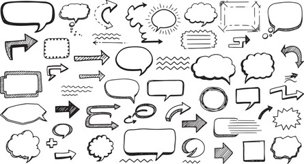Fototapeta premium Ultimate Hand-Drawn Doodle Mega Set of Speech Bubbles, Arrows, Frames, and Annotation Graphics for Design