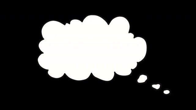 Speech, thought bubble looped animation. Smooth hand-drawn animation of a comic-style bubble perfect for text, dialogue, or messages. Cloud computing concept on transparent background. Alpha channel. 