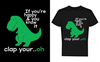Obraz premium Cute t rex dinosaur silhouette clapping hands to the tune of if you re happy and you know it perfect for children s songs and educational content silhouette