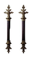 Naklejka premium Ornate antique gold and dark red door handles brass