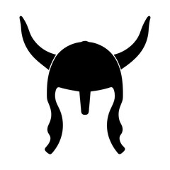 Viking helmet with horns silhouette vector illustration for norse mythology and warrior culture logo design