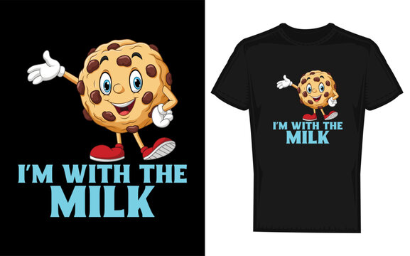 A humorous and quirky graphic design featuring a silhouette of a person with the text i m with the milk in a bold eye catching font perfect for apparel or promotional materials