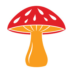 Vector icon of mushroom colorful, isolated on white background.