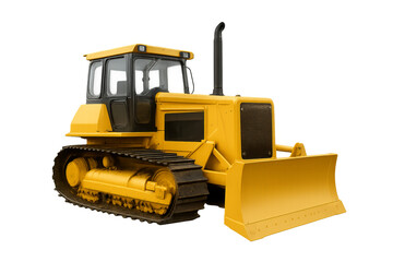 Fototapeta premium Yellow bulldozer working on earthmoving and construction site