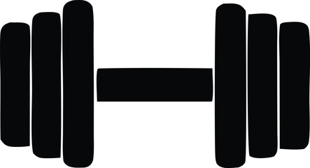 Classic dumbbell icon silhouette for fitness training and weightlifting workouts gym exercise equipment graphic element