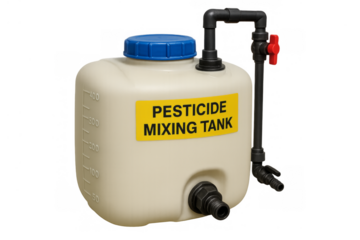 Pesticide mixing tank for agriculture chemicals on transparent background